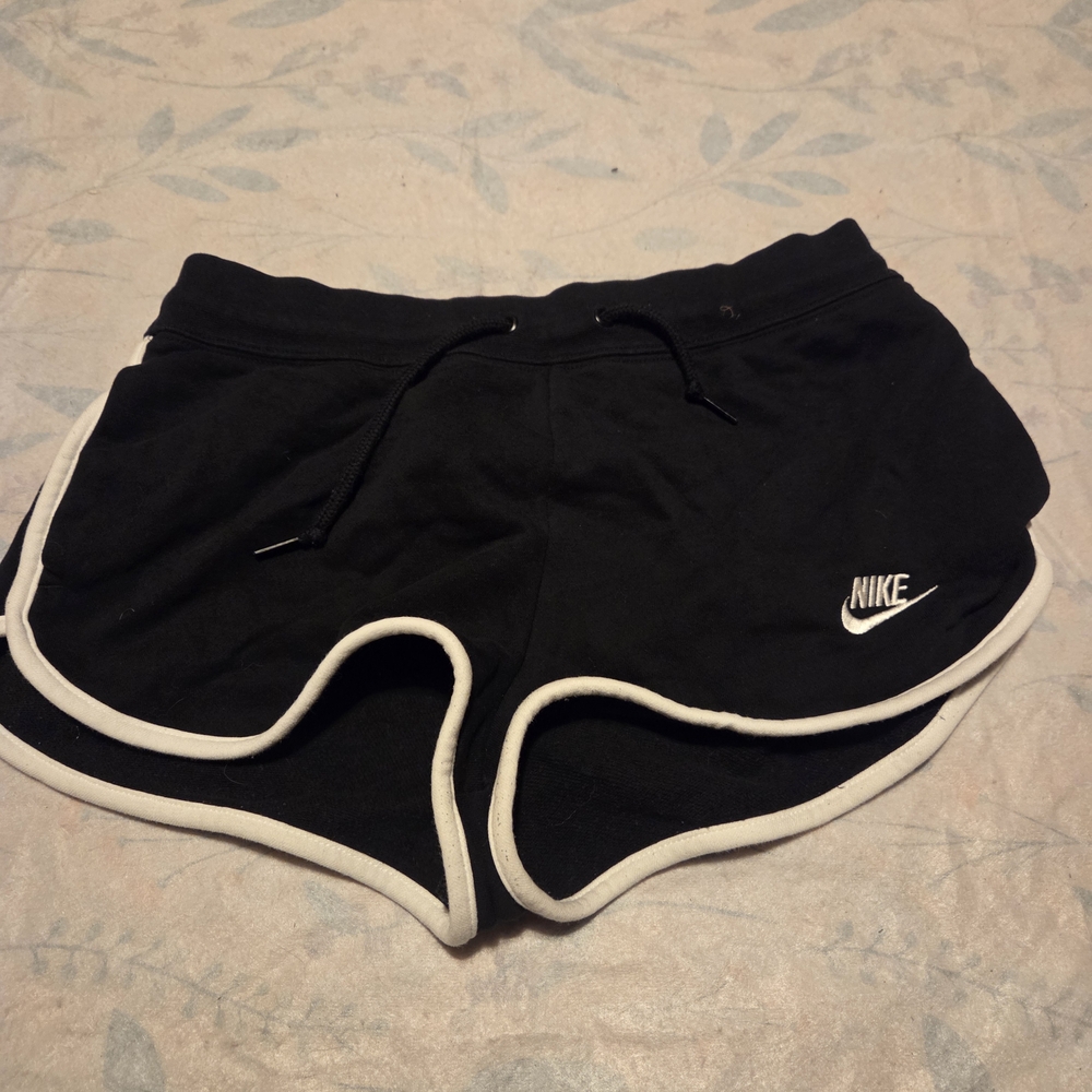 Nike Women's Black and White Athletic Shorts
